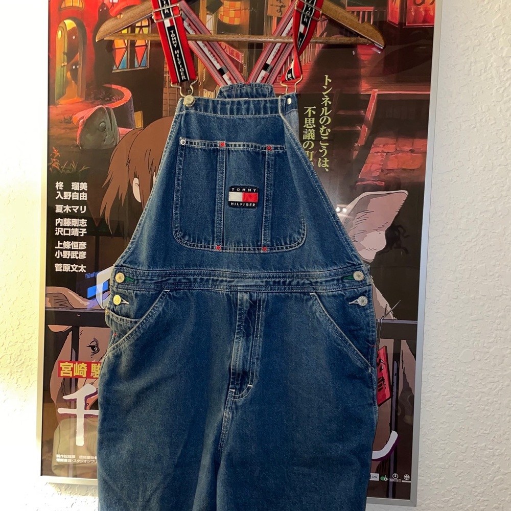 VINTAGE TOMMY HILFILGIER DEMIN SHORT OVERALLS